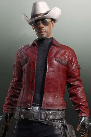 PUBG Red Quilted Leather Jacket