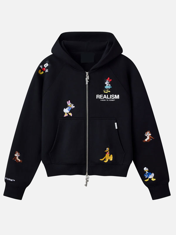 Realism x Disney Back To Front Black Hooded Jacket 01 Realism x Disney Back To Front Black Hooded Jacket