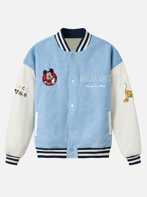 Realism x Disney Denim Character Varsity Jacket 01 Realism x Disney Denim Character Varsity Jacket