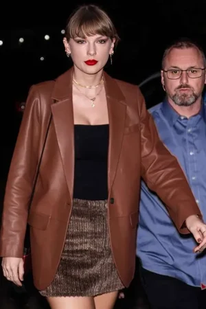Taylor Swift Brown Leather Blazer