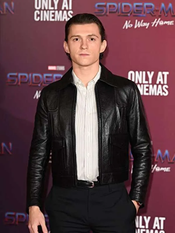 Tom-Holland-Spider-Man-No-Way-Home-Movie-Event-Peter-Parker-Black-Jacket 1 Spider Man No Way Home Movie Event Tom Holland Black Leather Jacket