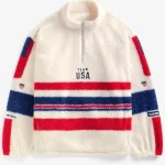 USA Cream Quarter-Zip Sherpa Pullover