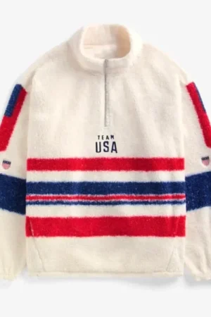 USA Cream Quarter-Zip Sherpa Pullover