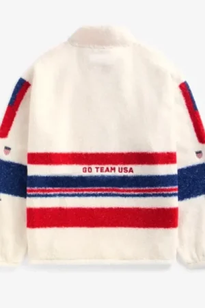 USA Cream Quarter-Zip Sherpa Pullover