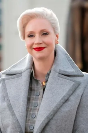 Gwendoline Christie Wednesday Grey Wool Coat