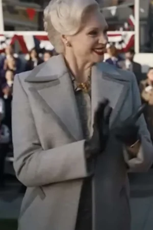 Gwendoline Christie Wednesday Grey Wool Coat