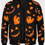 Spooky Jack o Lantern Black Bomber Jacket