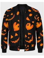 Spooky Jack o Lantern Black Bomber Jacket