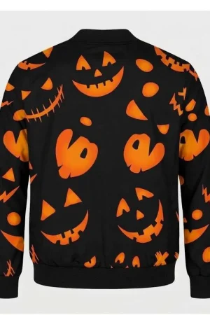 Spooky Jack o Lantern Black Bomber Jacket