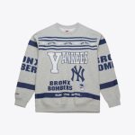 Men’s Heather Gray New York Yankees All Over Print Vintage Fleece Crewneck Sweatshirt
