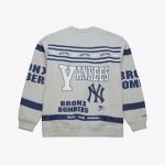 Men’s Heather Gray New York Yankees All Over Print Vintage Fleece Crewneck Sweatshirt
