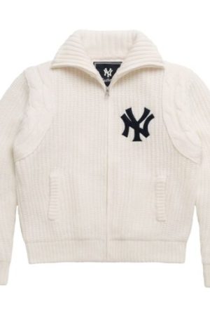 New York Yankees Madhappy Unisex Full-Zip Knit Jacket Cream