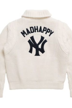 New York Yankees Madhappy Unisex Full-Zip Knit Jacket Cream
