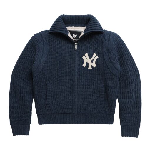 New York Yankees Madhappy Unisex Full-Zip Knit Jacket Navy 01 New York Yankees Madhappy Unisex Full-Zip Knit Jacket Navy