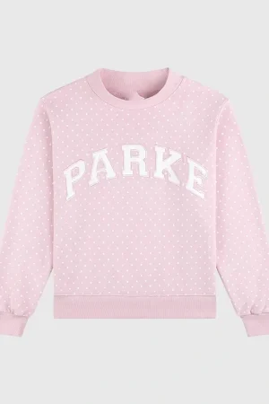 Parke Polka Dot Varsity Mockneck Sweatshirt