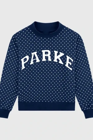 Parke Polka Dot Varsity Mockneck Sweatshirt