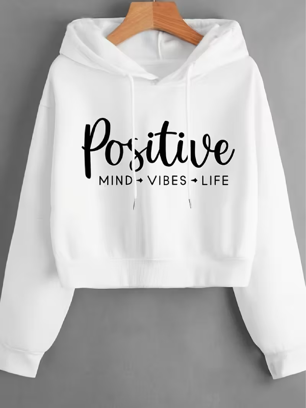 Positive Mind Vibes Life Cropped Hoodie 01 Positive Mind Vibes Life Cropped Hoodie