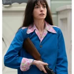The End of Oak Street Anne Hathaway Royal Blue Floral Print Trim Mid Length Utility Chore Coat