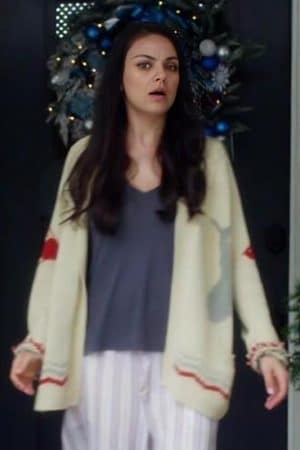A Bad Moms Christmas Mila Kunis Fisherman Beige Cardigan