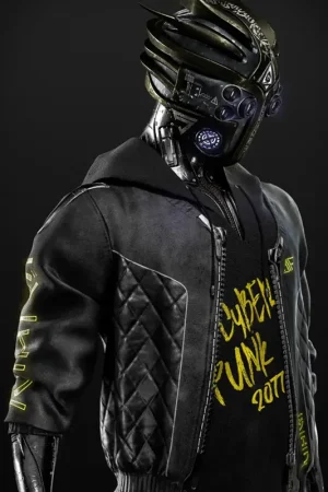 Cyberpunk 2077 Cyborg Black Leather Jacket