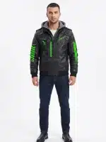 Cyberpunk Black Hooded Leather Jacket