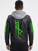 Cyberpunk Black Hooded Leather Jacket