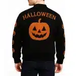 Halloween Pumpkin Black Varsity Wool Jacket