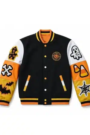 Halloween Spooky Boo Wool Varsity Jacket