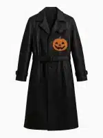 Jack-o’-lantern Pumpkin & Bat Leather Coat