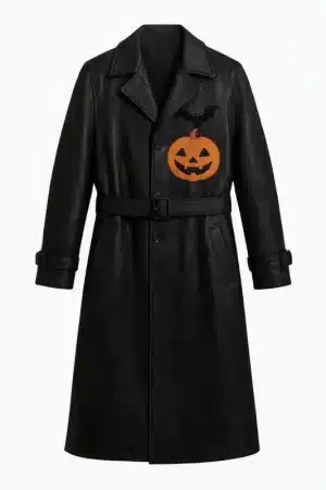 Jack-o’-lantern Pumpkin & Bat Leather Coat