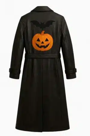 Jack-o’-lantern Pumpkin & Bat Leather Coat