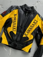 Kawasaki Motorcycle Riding Genuine Leather Biker Jacket