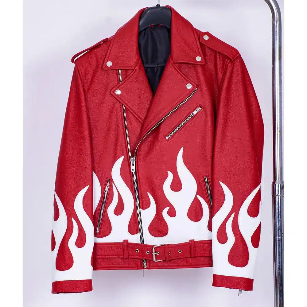Meteor Flames Leather Biker Jacket 01 Meteor Flames Leather Biker Jacket