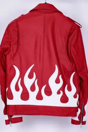 Meteor Flames Leather Biker Jacket