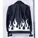 Meteor Flames Leather Biker Jacket