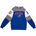 Mitchell and Ness New York Knicks Blue Overtime Long Sleeve Fashion Sweatshirt