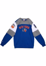 Mitchell and Ness New York Knicks Blue Overtime Long Sleeve Fashion Sweatshirt
