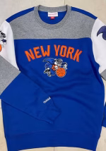 Mitchell and Ness New York Knicks Blue Overtime Long Sleeve Fashion Sweatshirt