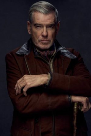 MobLand Pierce Brosnan Brown Suede Leather Jacket