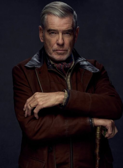 MobLand Pierce Brosnan Brown Suede Leather Jacket 01 MobLand Pierce Brosnan Brown Suede Leather Jacket