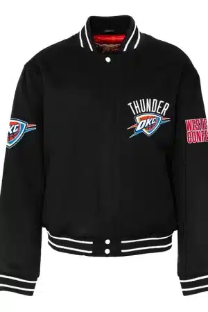 Oklahoma City Thunder Black and White Varsity Wool Jacket