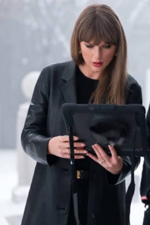 Taylor Swift Music Video Patient Zero 2026 Leather Trench Coat in Black