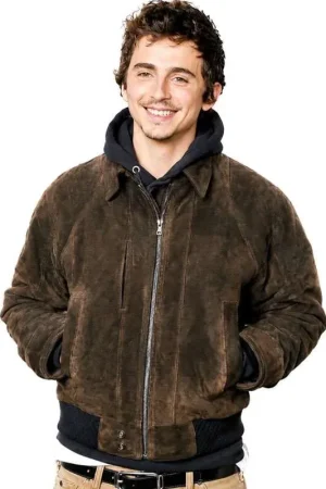 Dune Part Three 2026 Timothee Chalamet Brown Suede Bomber Jacket