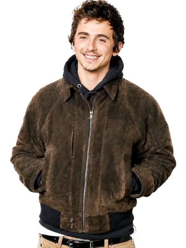 Dune Part Three 2026 Timothee Chalamet Brown Suede Bomber Jacket 01 Dune Part Three 2026 Timothee Chalamet Brown Suede Bomber Jacket