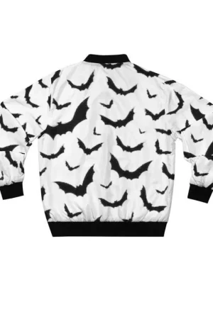 Halloween Black Bats Print Bomber Jacket