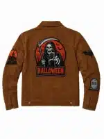 Halloween Patches Vintage Suede Leather Jacket
