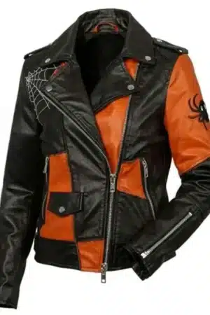 Halloween Patchwork Biker Leather Jacket