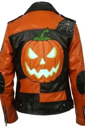 Halloween Patchwork Biker Leather Jacket