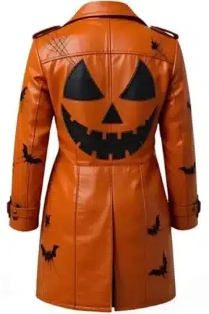 Halloween Spooky Leather Trench Coat