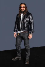 Jason Momoa Black Leather Trucker Jacket